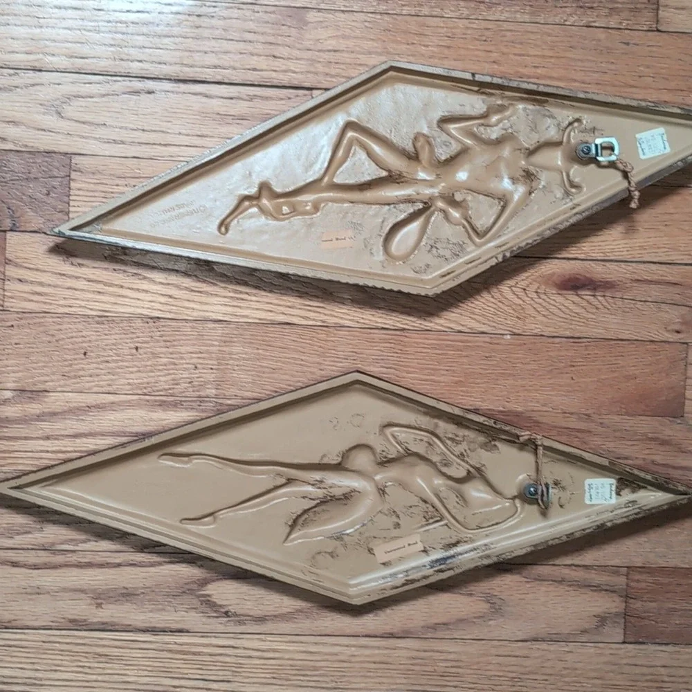 Turner Mfg. Co. Jester Harlequin Dancer Wall Plaques Mid-Century Modern 20in